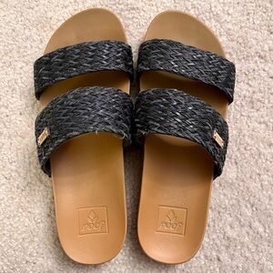Black Reef 2-strap slide, size 7